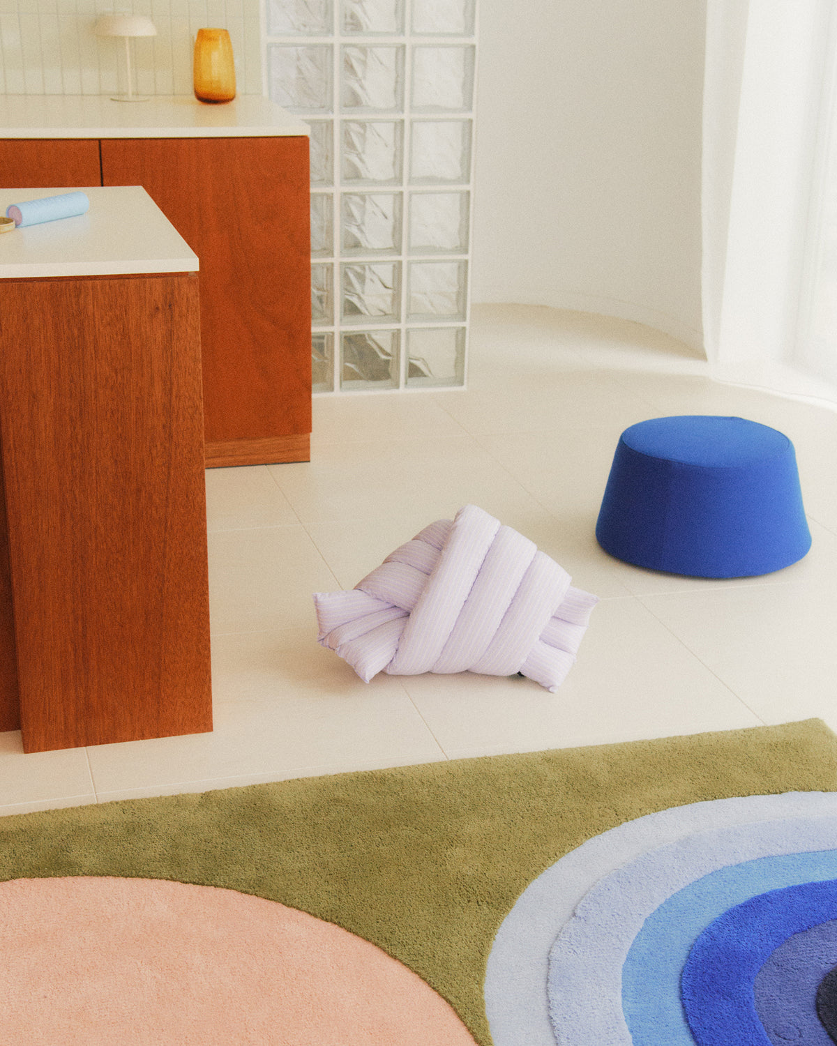 Musubi Cushion – Cotton Stripes | Lilac Haze