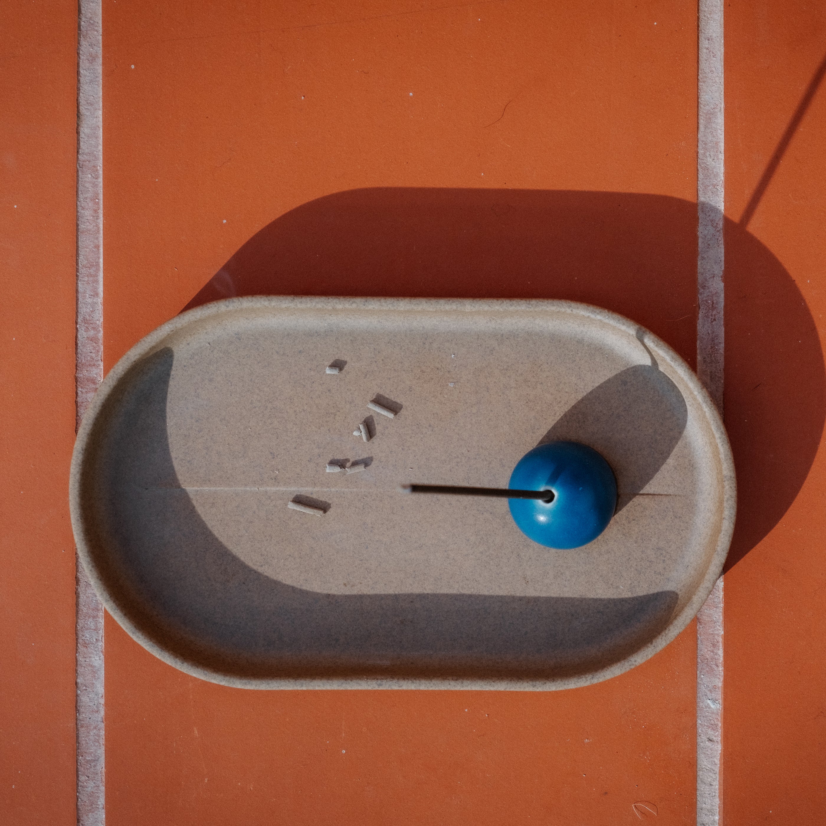 Incense holder（Hasamiyaki）- Sandstone Blue