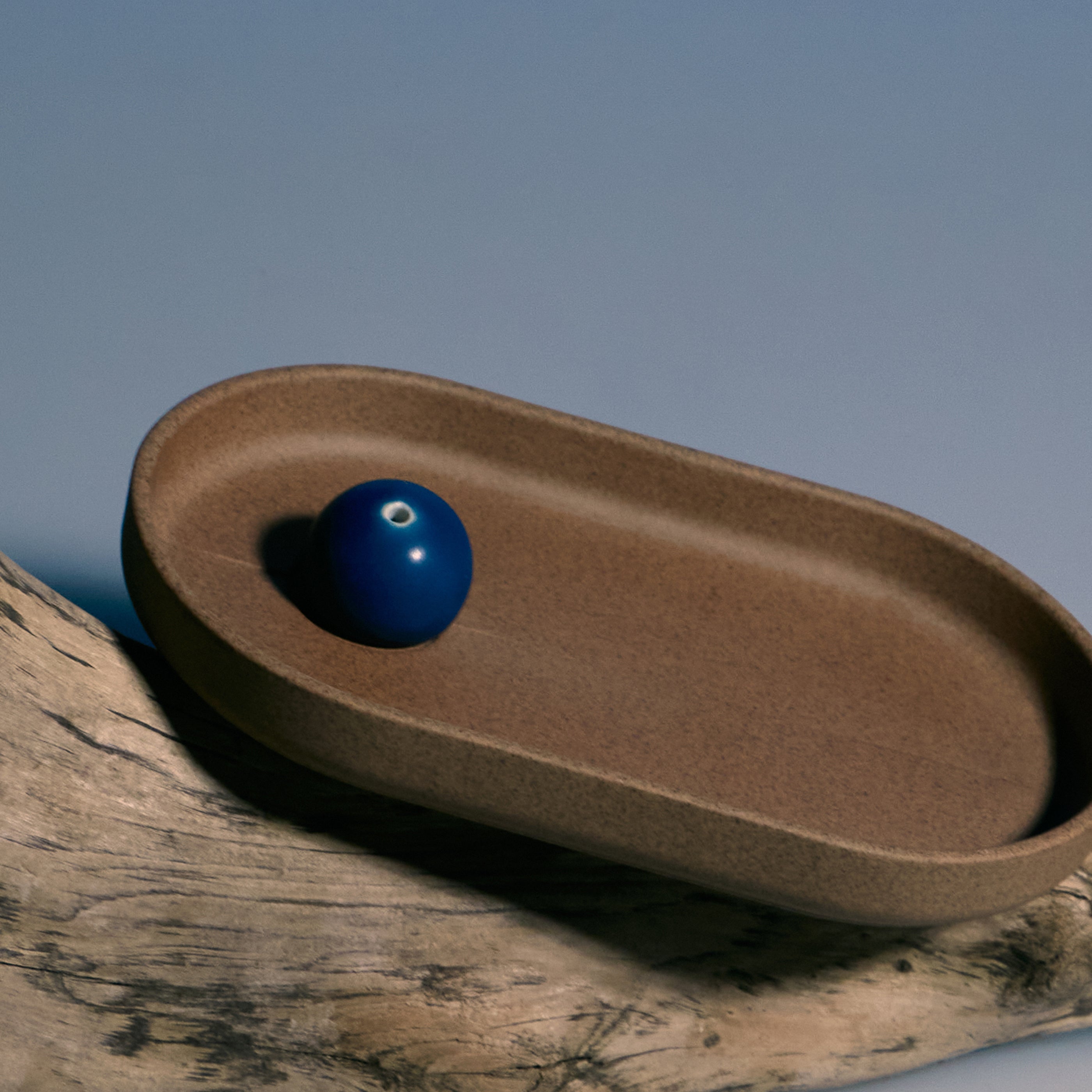 Incense holder（Hasamiyaki）- Sandstone Blue