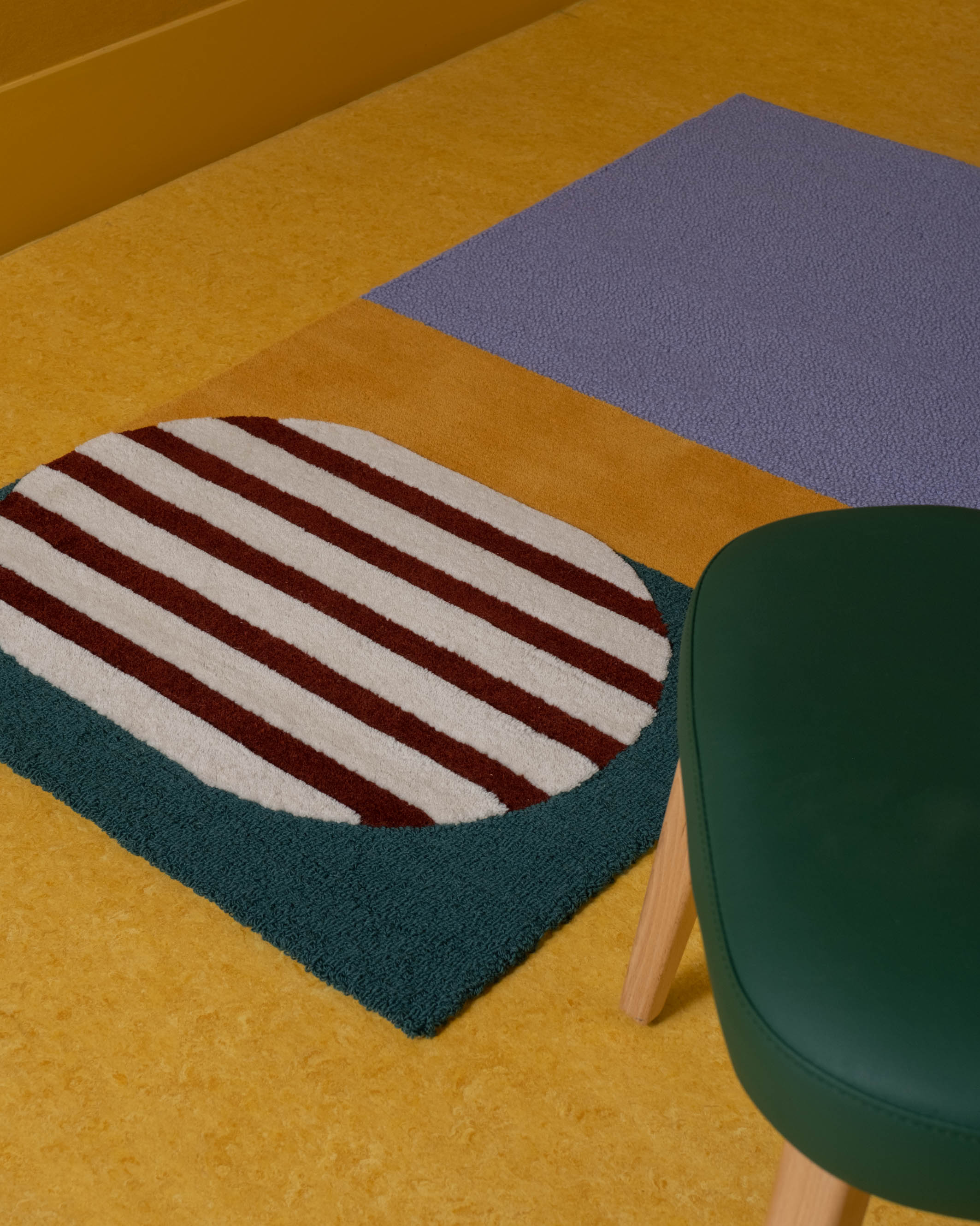 Color Blocking Striped Kitchen&Doormat - Purple & Forest Green