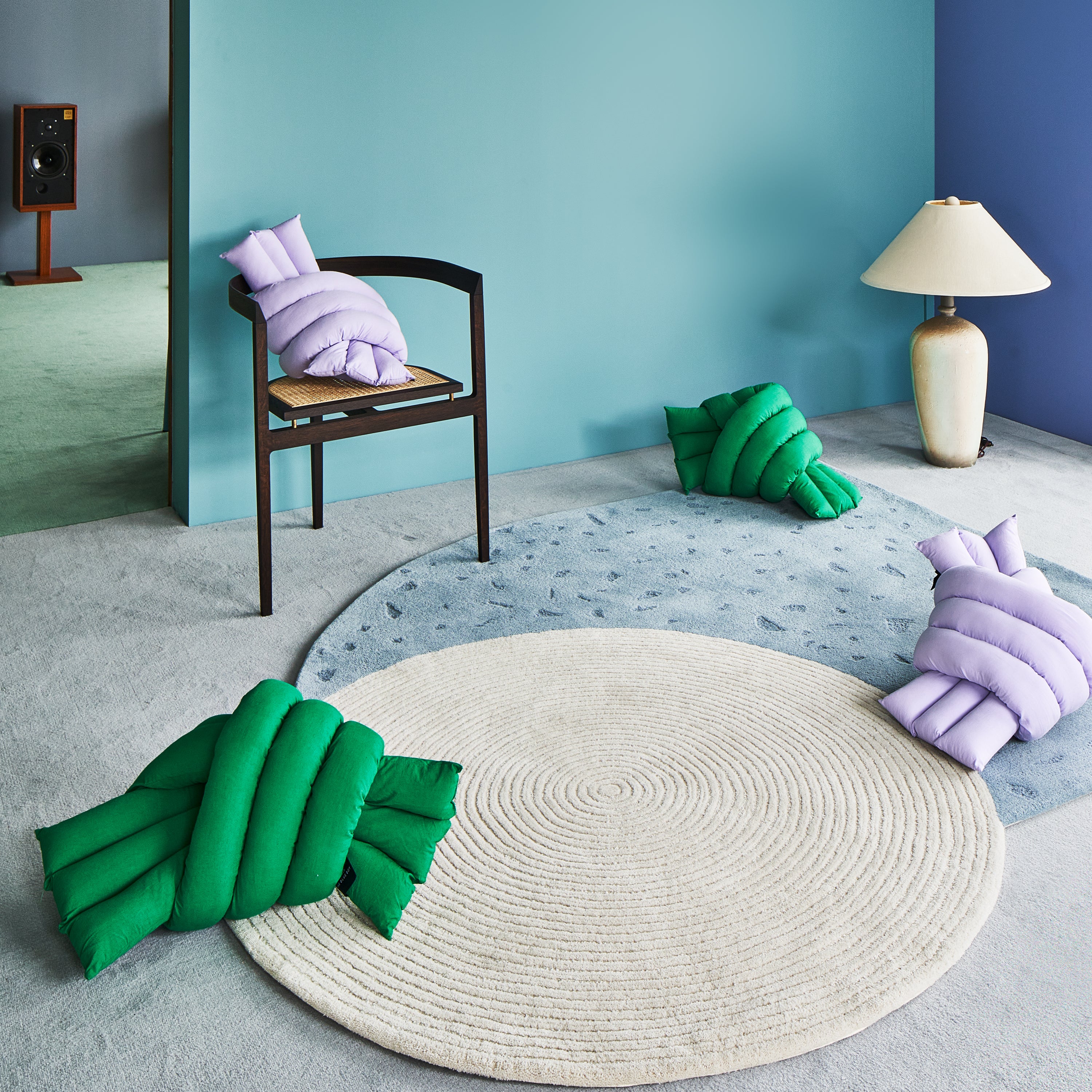 Limited Item】Organic cotton fluffy musubi cushion - Lavender