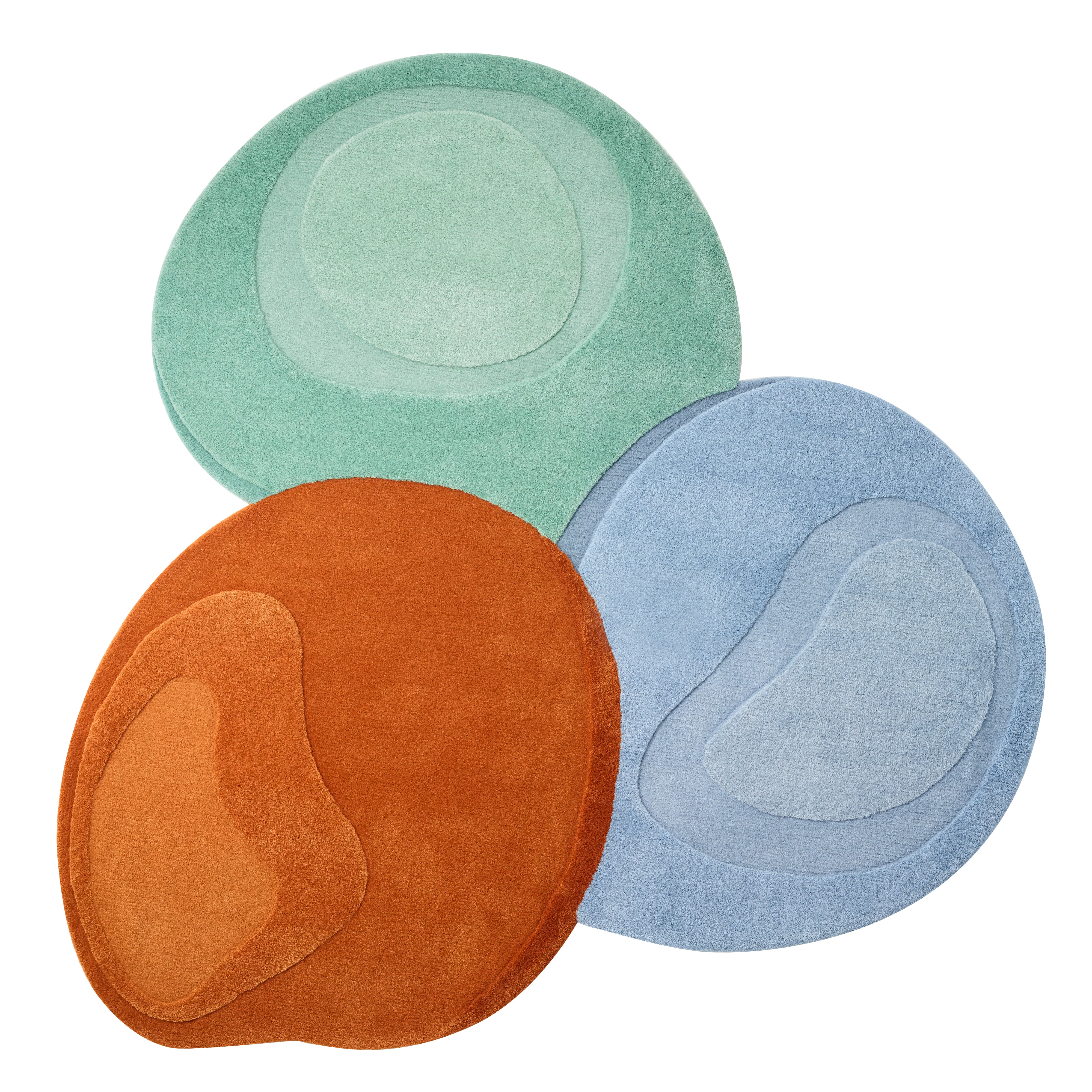 Sculpted Liquid Rug - Creamy pistachio x Creamy ice blue x Jaffa orange