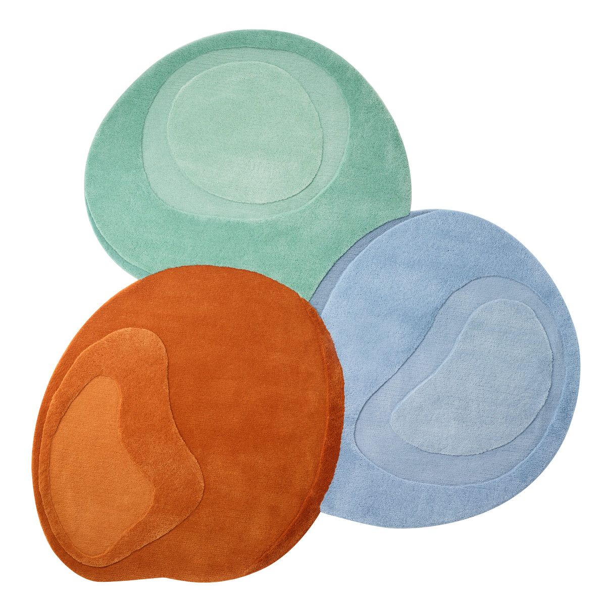 Sculpted Liquid Rug - Creamy pistachio x Creamy ice blue x Jaffa orang