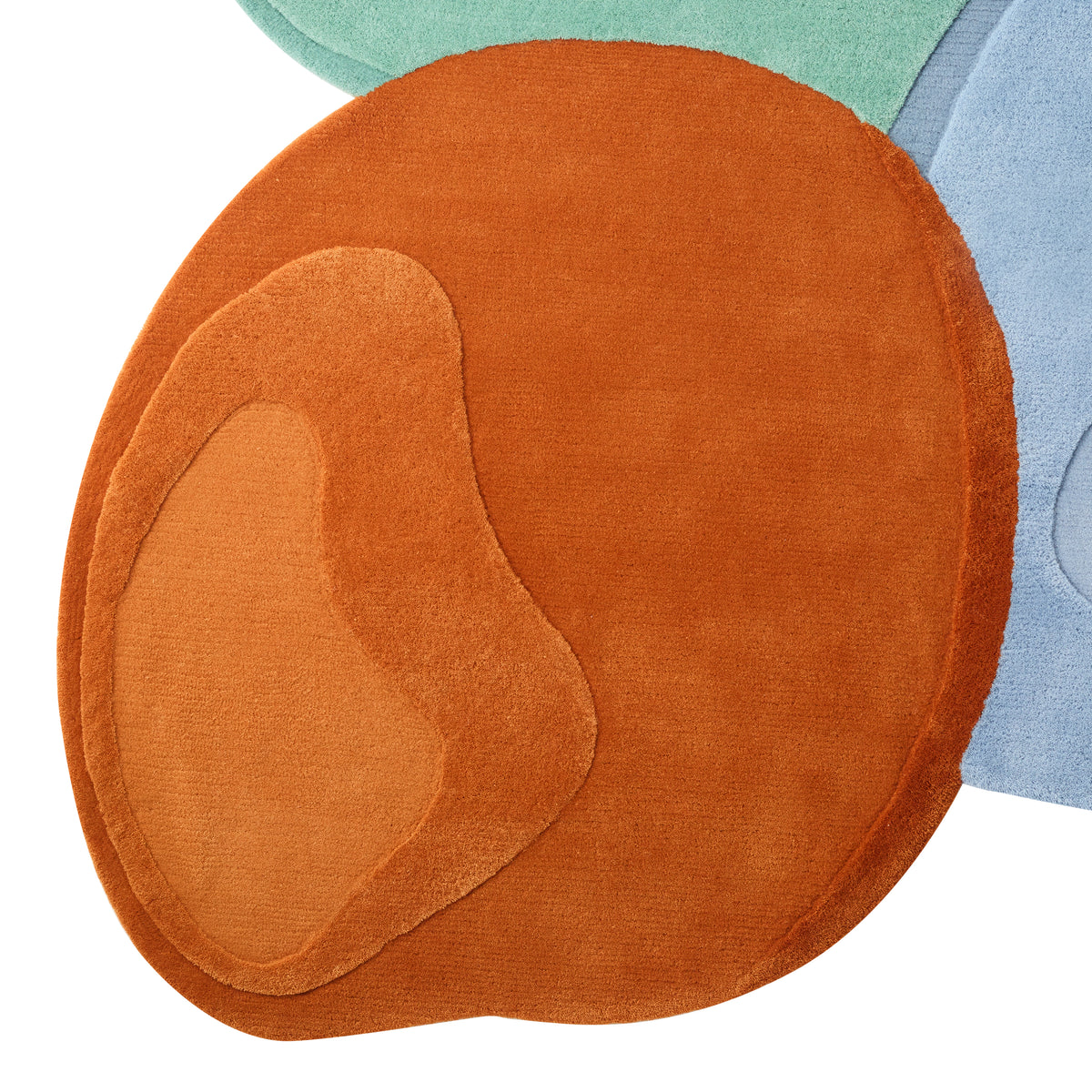 Sculpted Liquid Rug - Creamy pistachio x Creamy ice blue x Jaffa orang