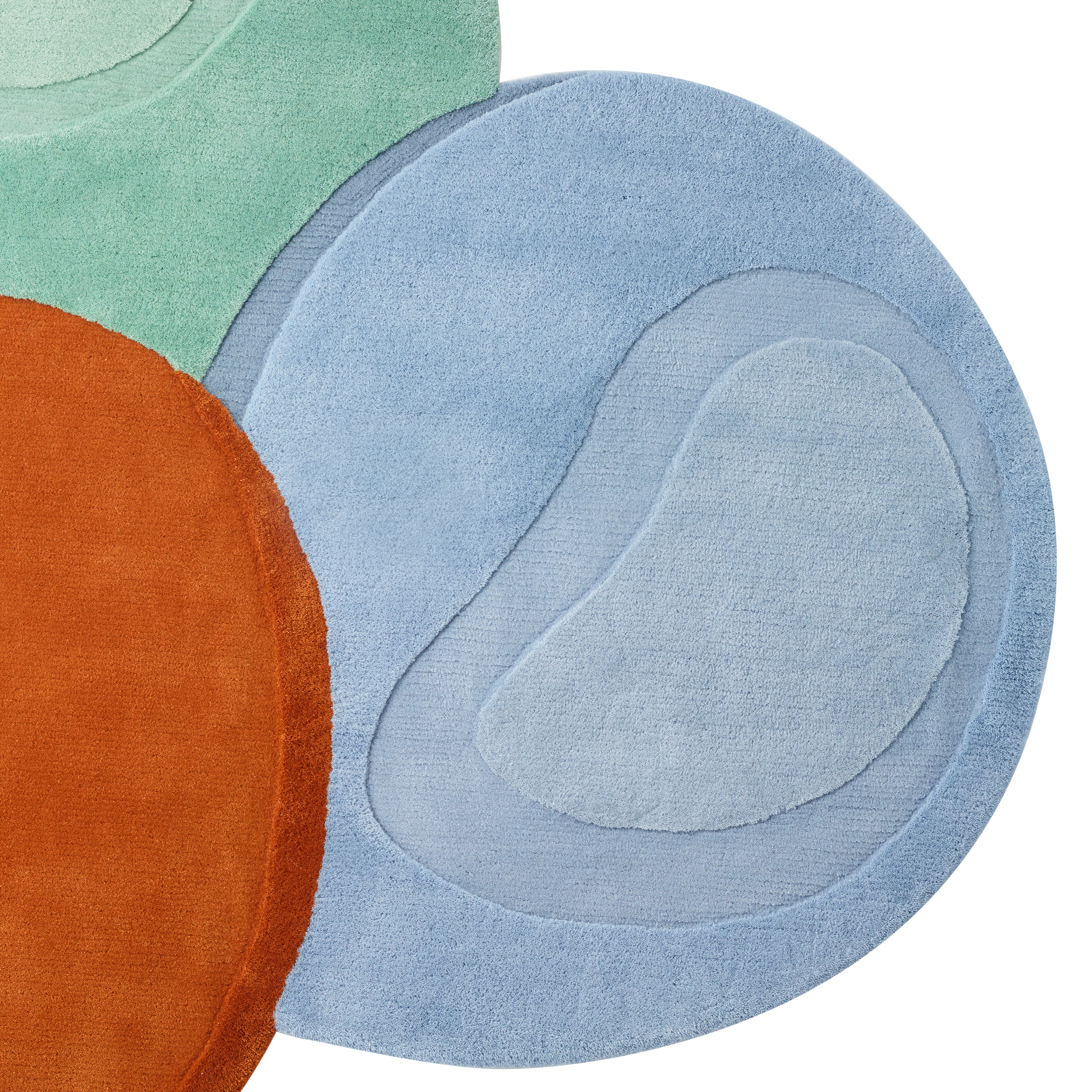 Sculpted Liquid Rug - Creamy pistachio x Creamy ice blue x Jaffa orange