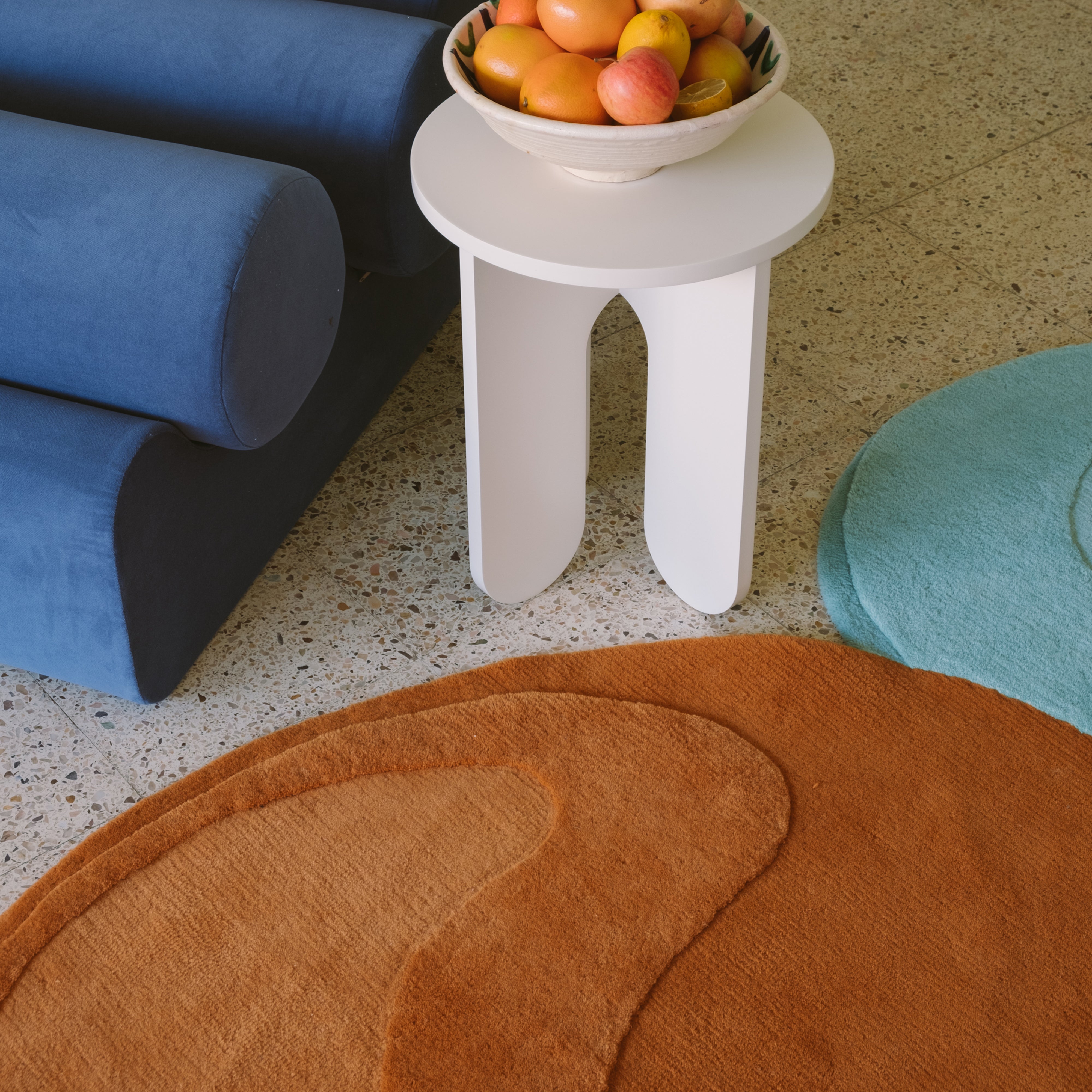 Sculpted Liquid Rug - Creamy pistachio x Creamy ice blue x Jaffa orange